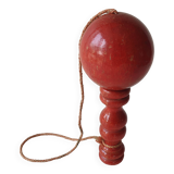 Old wooden Bilboquet - red color Height 17.5 Cm