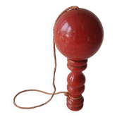Old wooden Bilboquet - red color Height 17.5 Cm