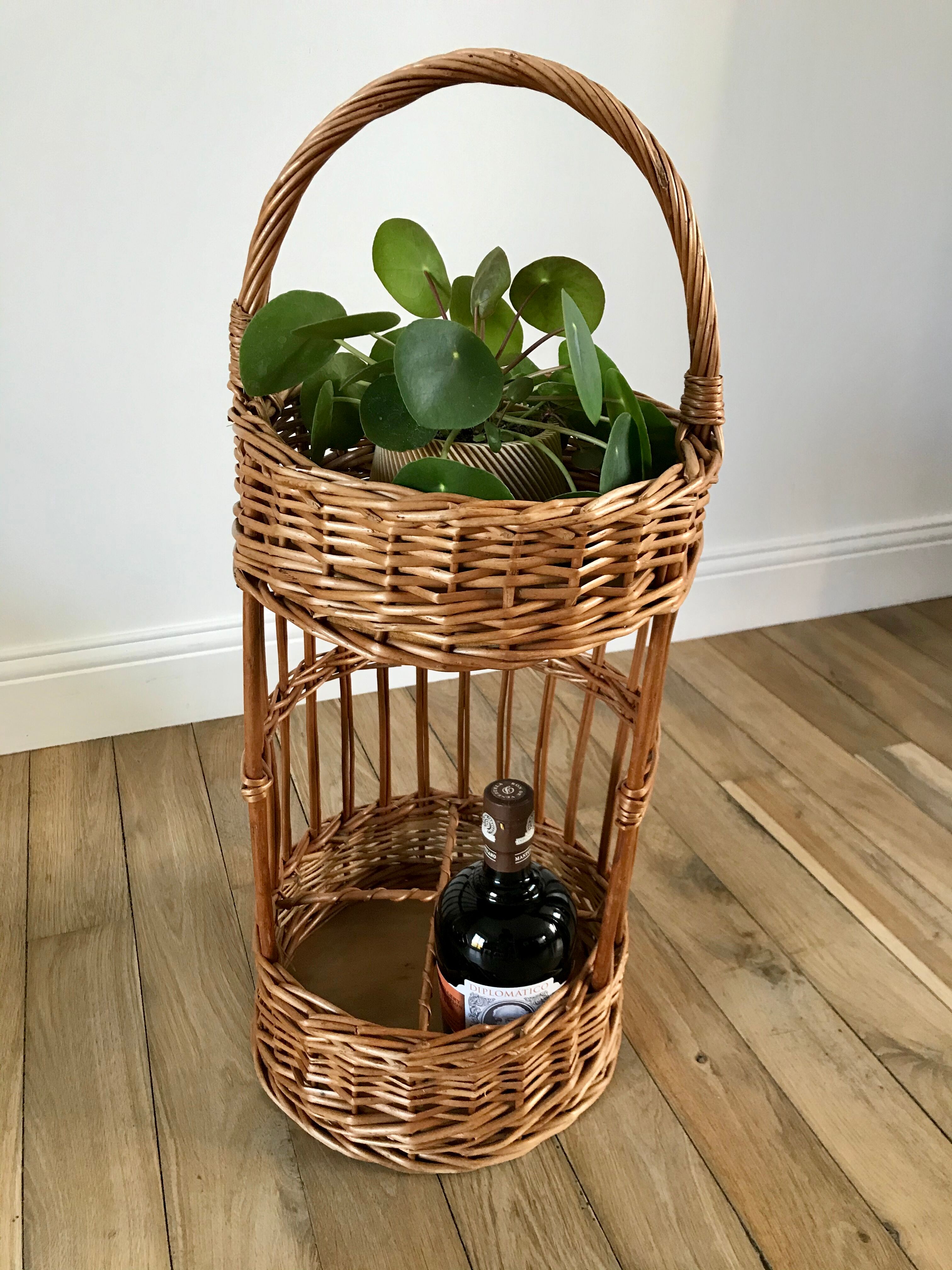 Wicker rattan bottle holder 50s-60s