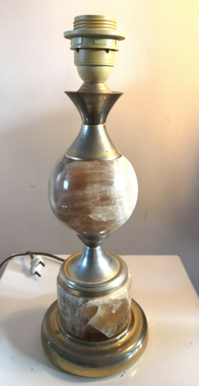Marble and stainless steel lamp design 70s
