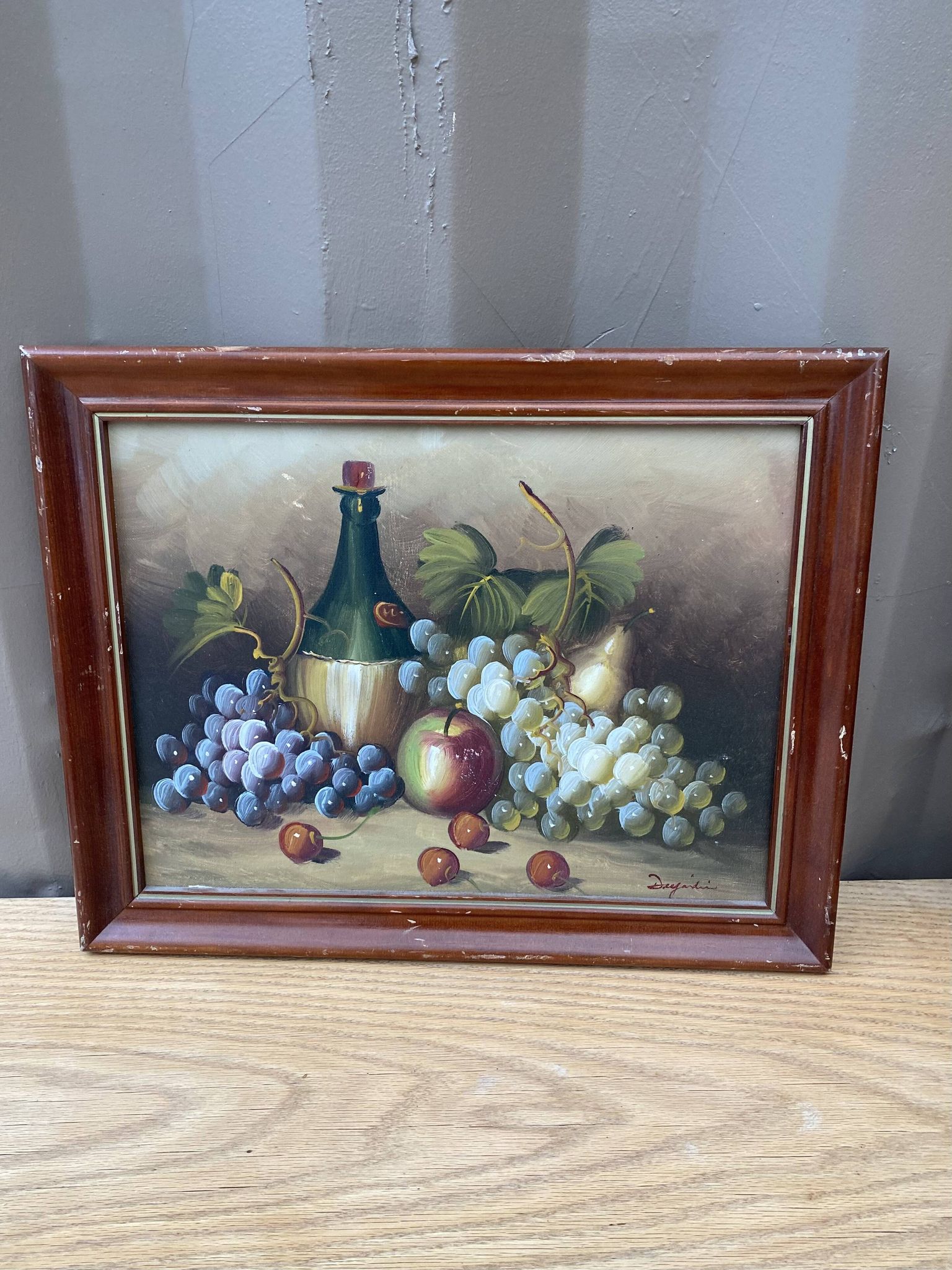 Tableau, nature morte aux raisins