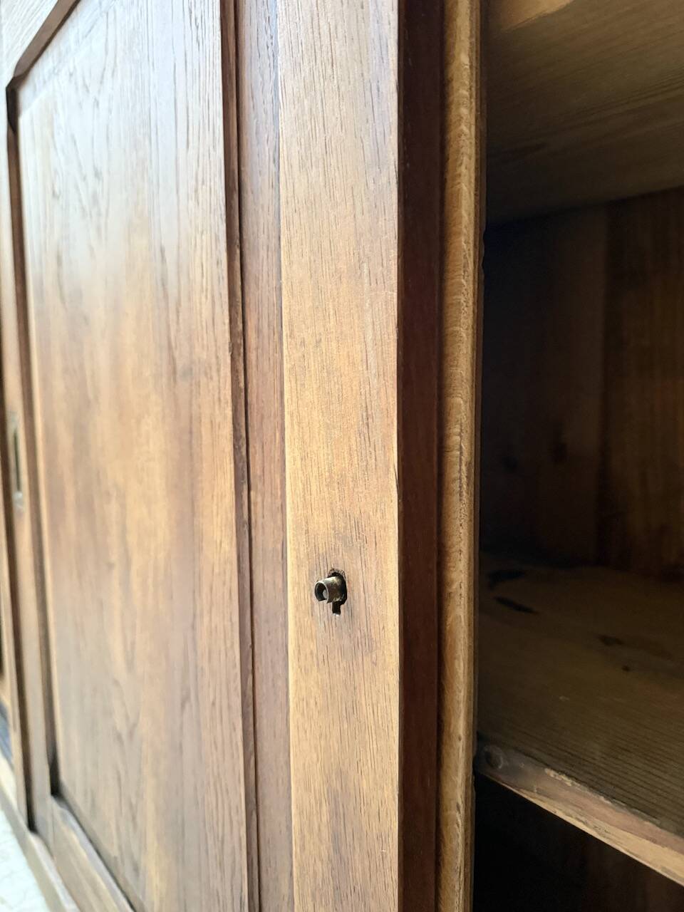 XL oak workshop sideboard with sliding doors from 1900