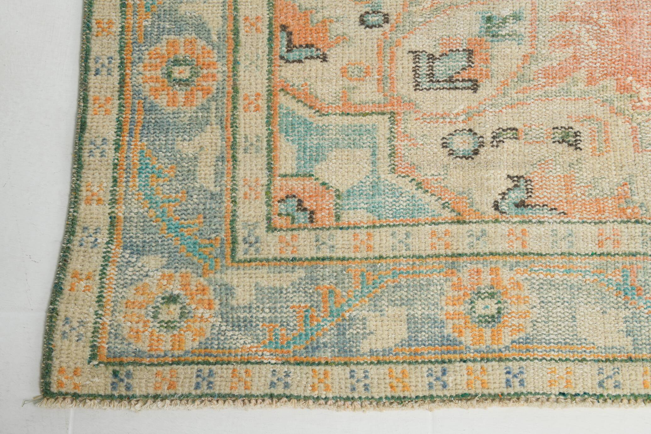 9x10 Soft Peach Turkish Vintage Rug, 186x287 Cm