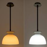 Lámpara colgante de vidrio opalino para encimera reciclada de pantalla de vidrio vintage, años 50