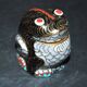 Frog statuette box in cloisonné enameled brass Lucky charm