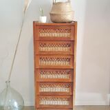 Wood and rattan scandinavian dresser