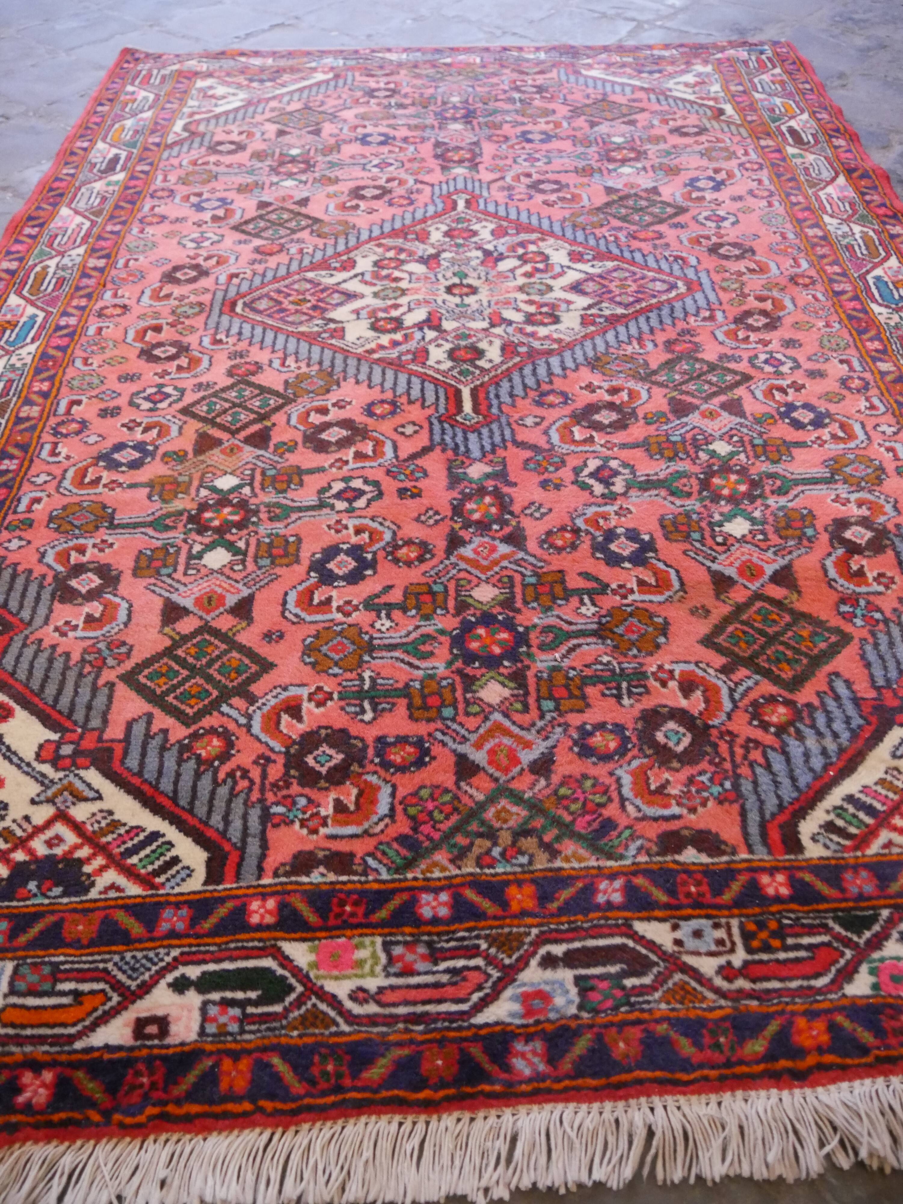 Vintage Persian Hamadan Handmade Oriental Carpet 103x150cm