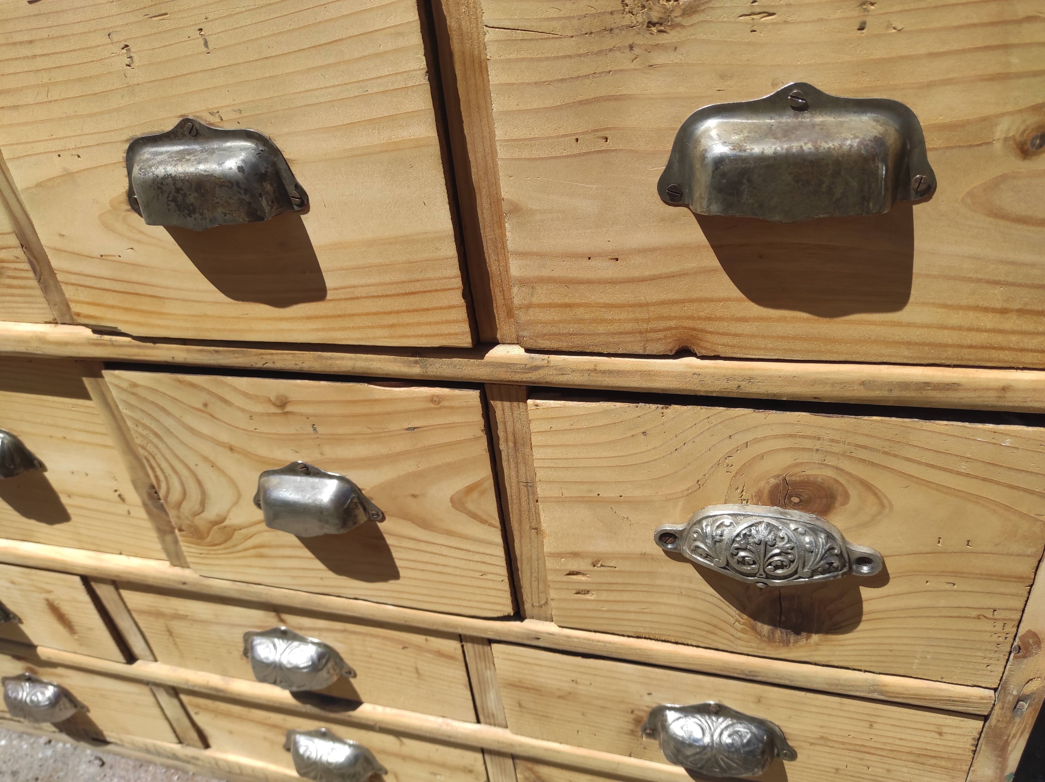 Vintage Industrial Workshop 78 Drawer 2x2 Workshop Craft Cabinet with Shell Handles