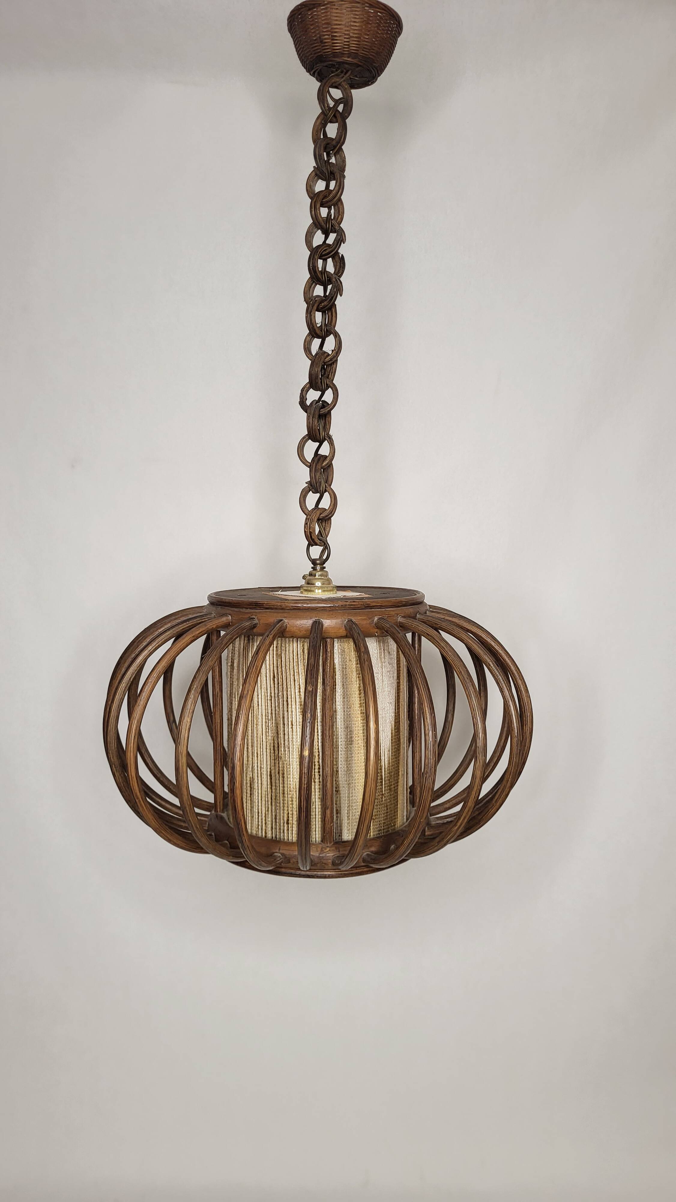 Rattan pendant lamp 1970s