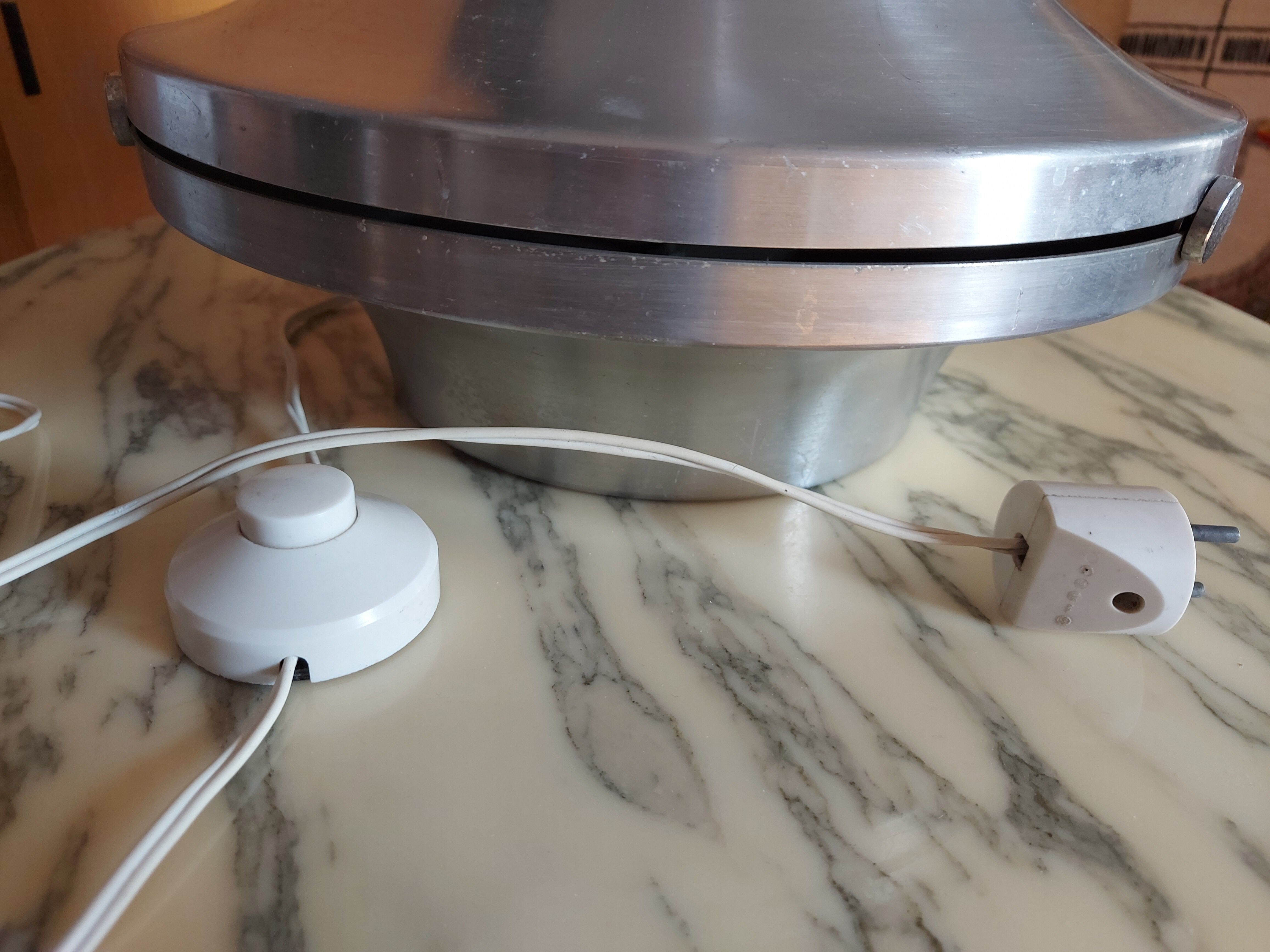 Large foot of vintage lamp brushed aluminum (double lighting)