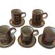 Vintage coffee service 10 pieces, 5 cups plus 5 saucers in speckled stoneware.