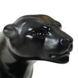 French Art Deco Style Panther Sculpture Black Lacquered Plaster 56cm