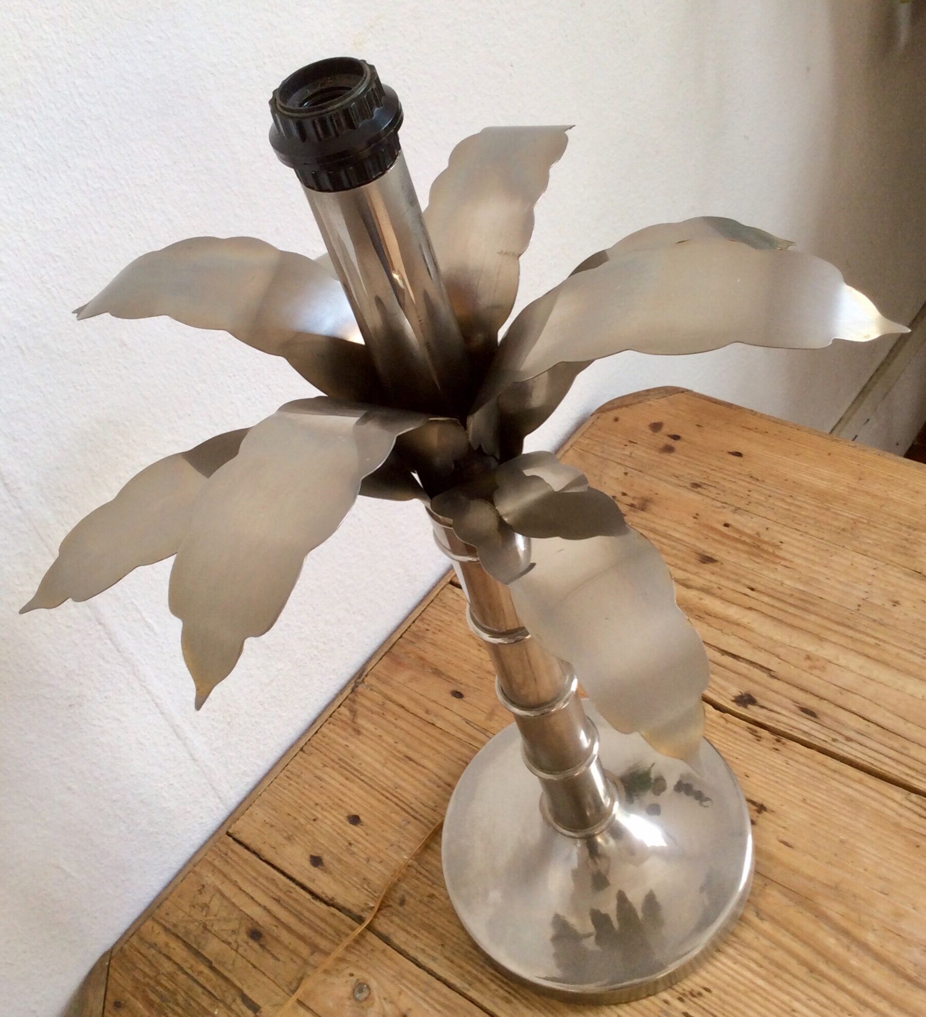 Nickel-plated brass, 70/80s Italy Palm lamp