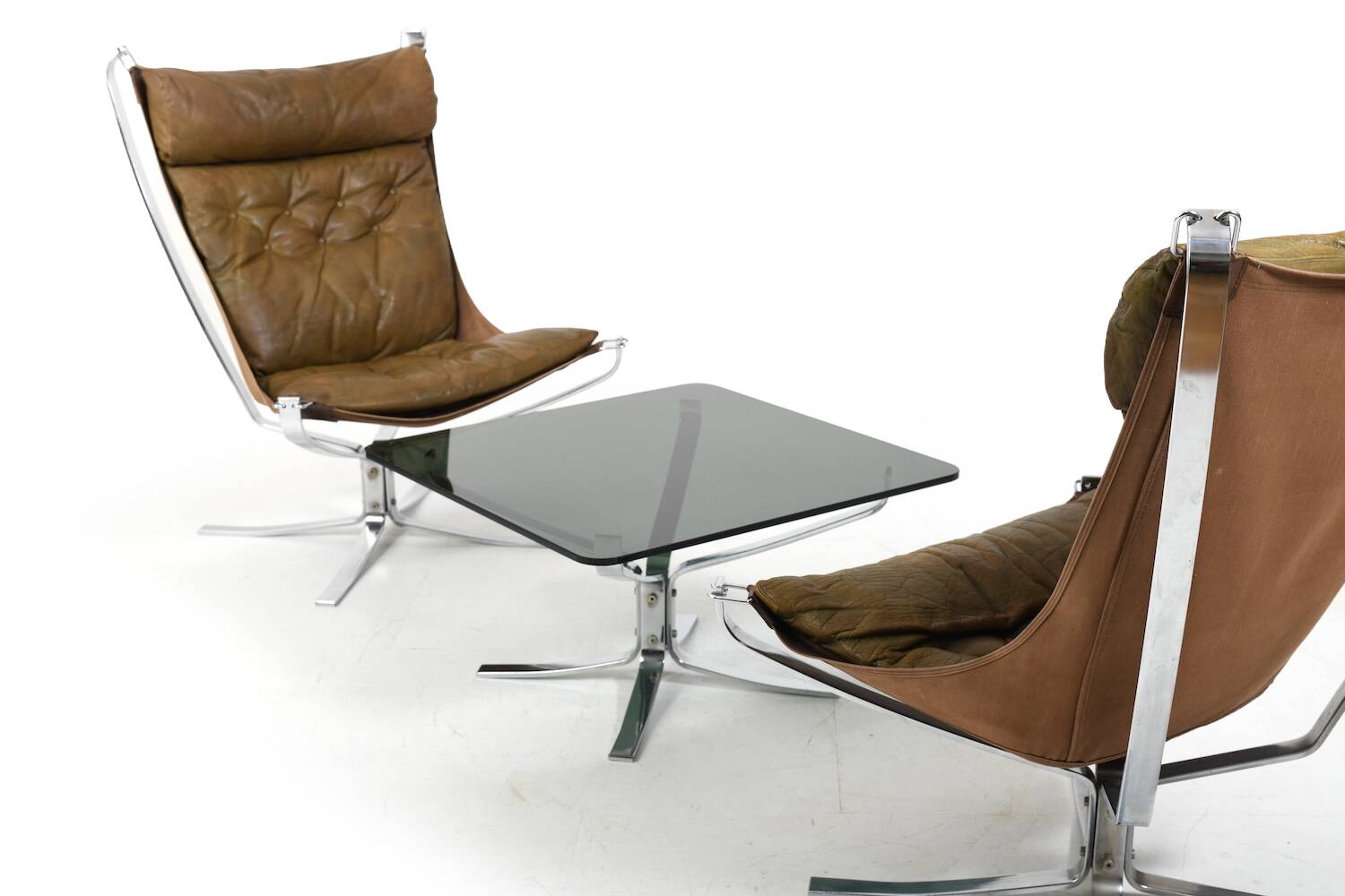 Chaises et table Chromed Falcon par Sigurd Ressell années 1970