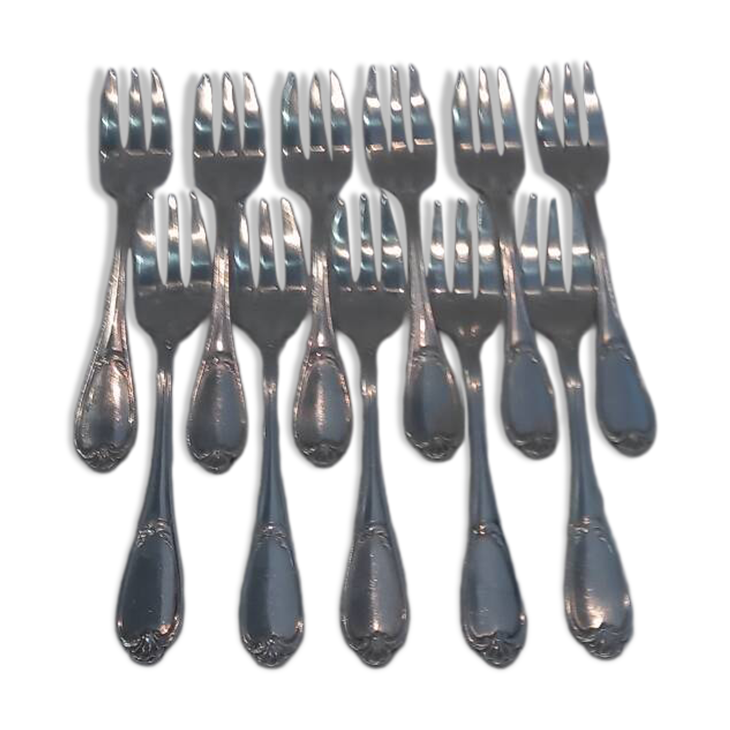 11 Ercuis Pompadour LXV silver-plated cake forks