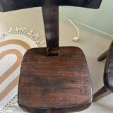 Set of 4 brutalist design elm t-chairs - 1950