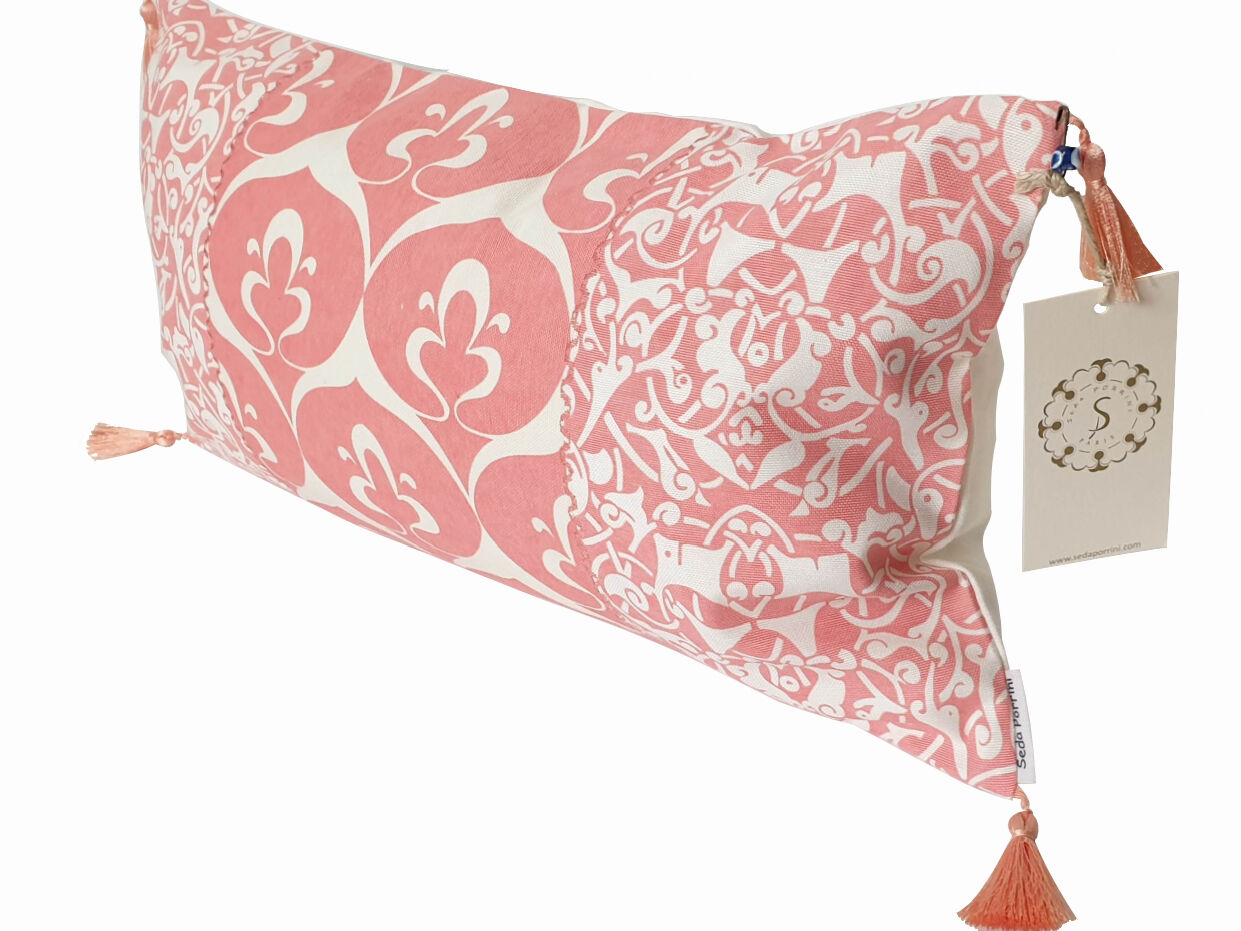 Housse de coussin brodé blanc / rose vif - 30 x 50