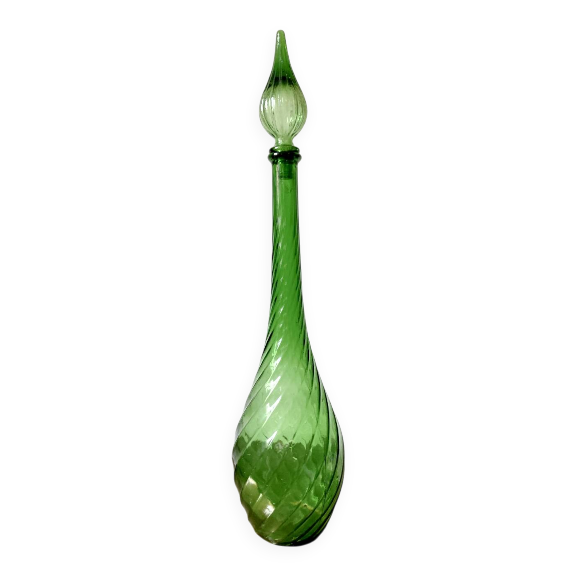 Large green glass bottle / carafe from Empoli, 1960s