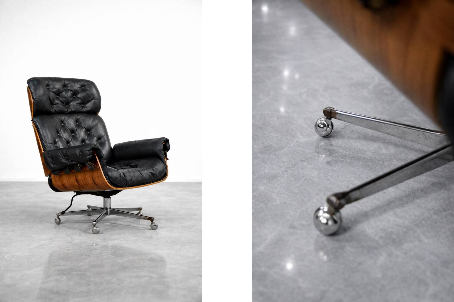 Vintage Mid-Century Modern Swiss Leather Lounge Chair from Giroflex