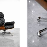 Vintage Mid-Century Modern Swiss Leather Lounge Chair from Giroflex