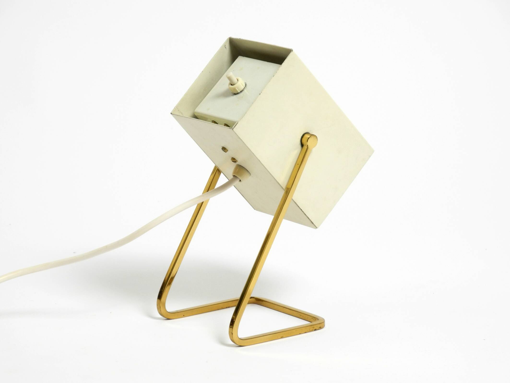 Great Mid Century metal bedside lamp with brass base by Kaiser Leuchten