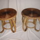 Table rotin & 2 tabourets indochine 1950
