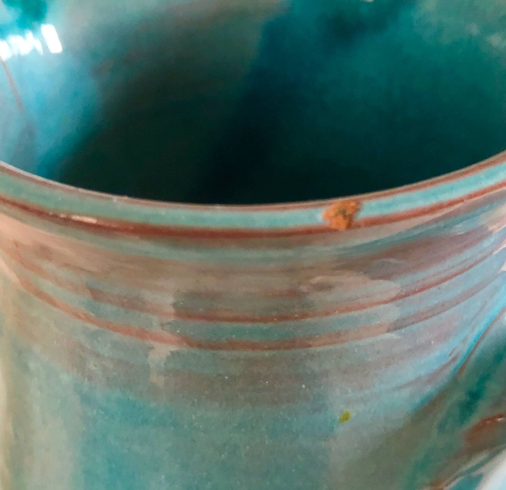Blue ceramic pitcher