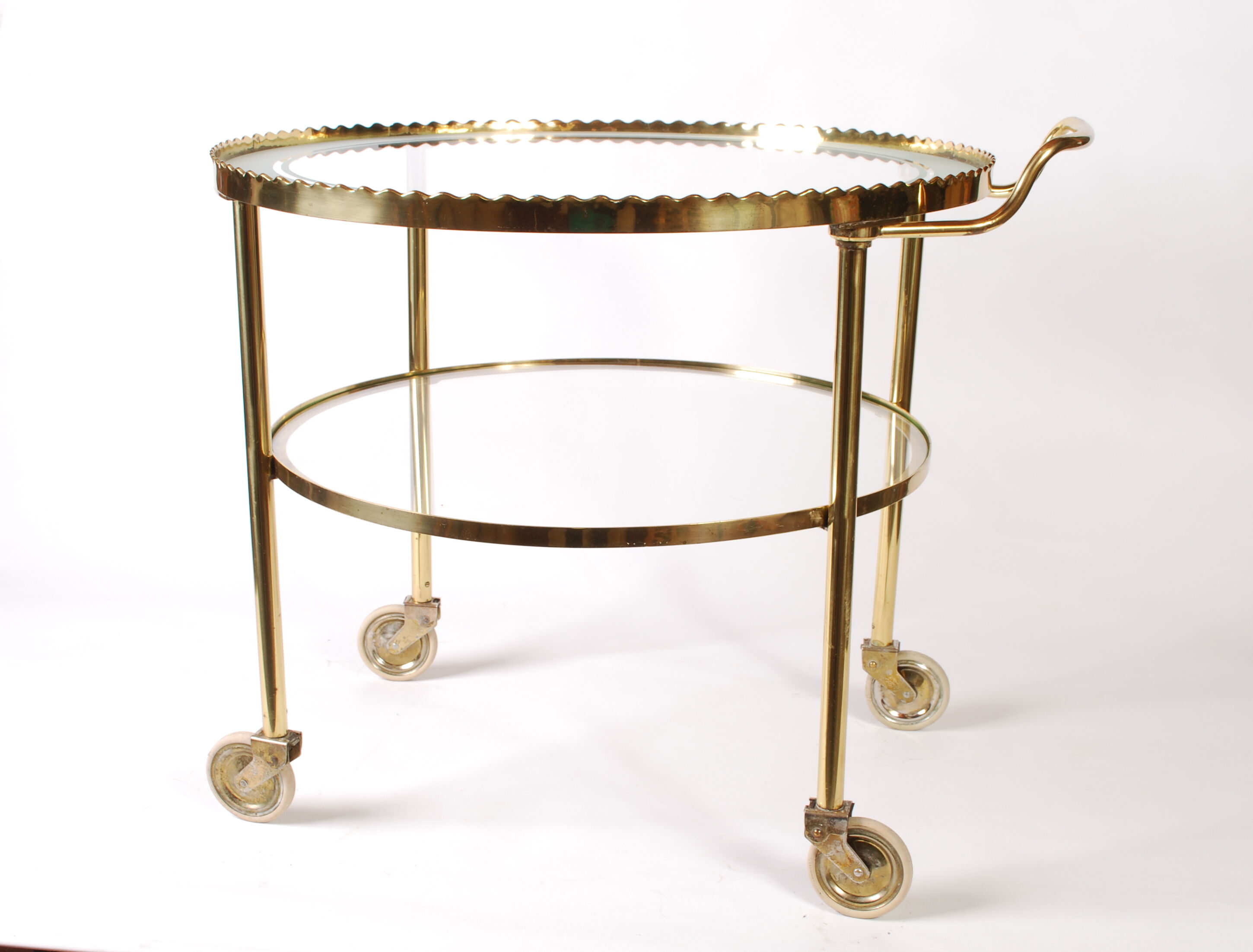 Mid century polished brass serving drinks trolley, 1930's cocktail bar cart