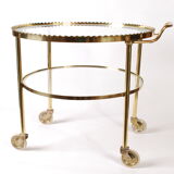 Mid century polished brass serving drinks trolley, 1930's cocktail bar cart