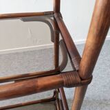 Bamboo and smoked glass shelf from the 60s and 70s