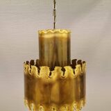 Brutalist brass hanging lamp, designed by Svend Aage Holm Sørensen Denmark