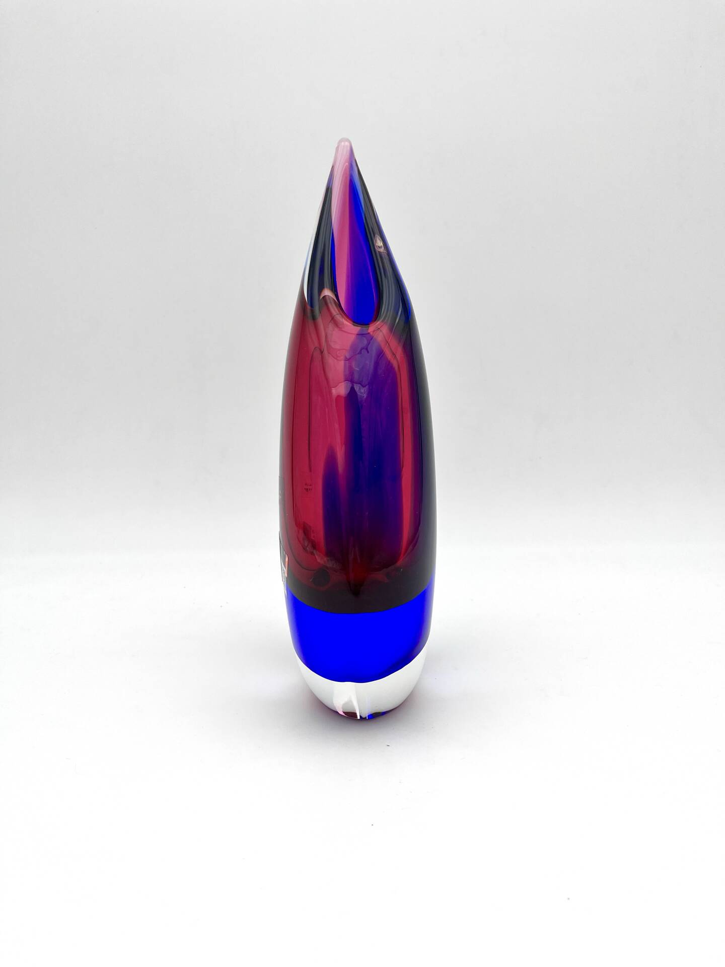 Vase Luigi Onesto Oball Sommerso Flame Blue Magenta 25cm 1.78kg Label
