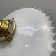 Pair of vintage pendant lights in white opaline and transparent serrated edges