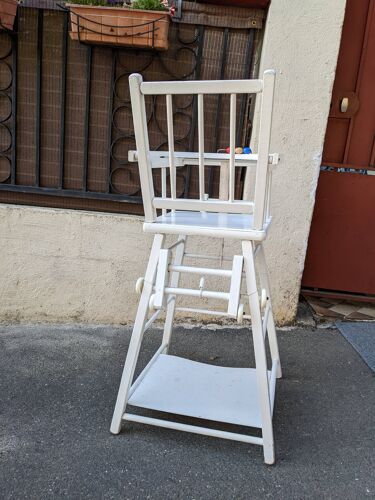 Chaise bébé chaise haute en bois vintage