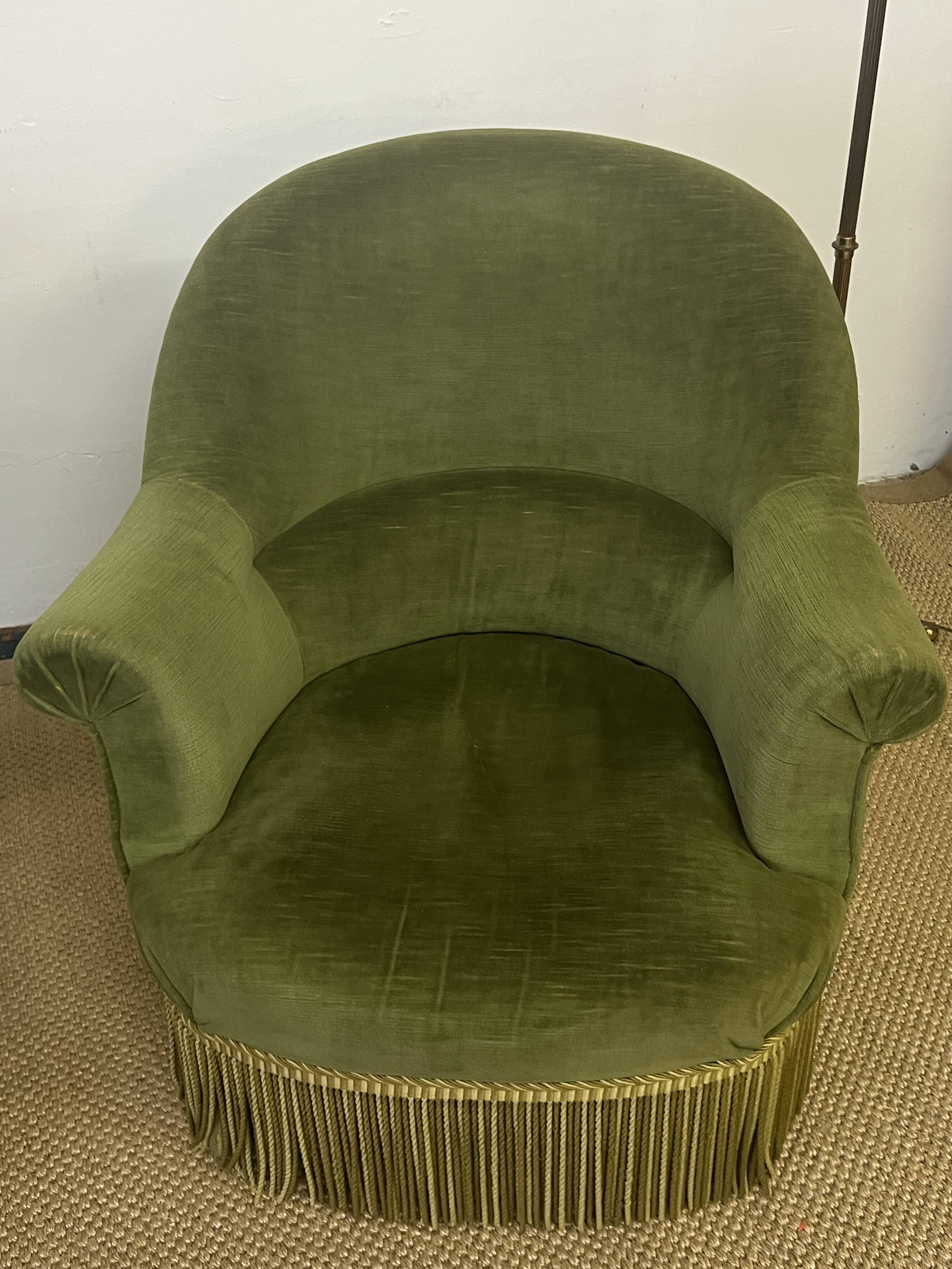 Pair of green toad armchairs