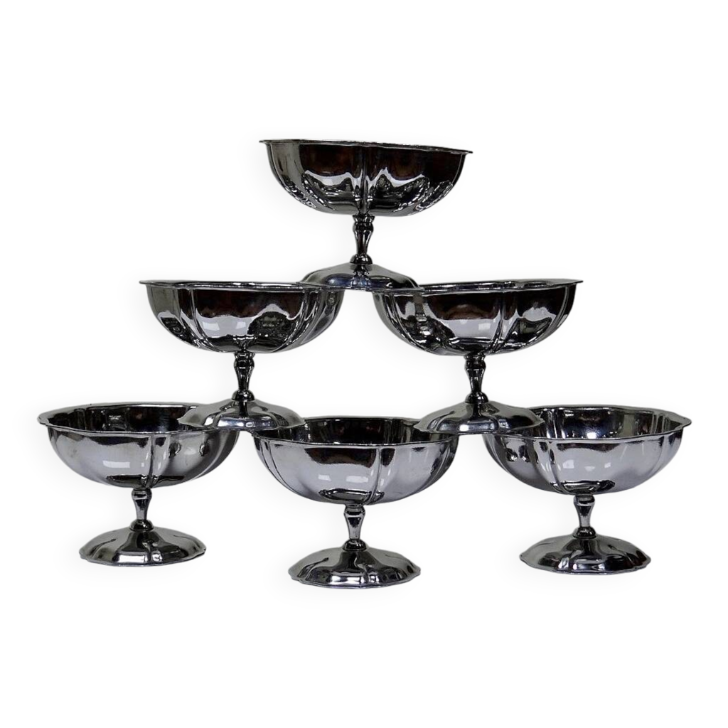 Lot De 6 Coupes à Glace Vintage – Verre Vert – Tulipes – Art De La Table (occasion)