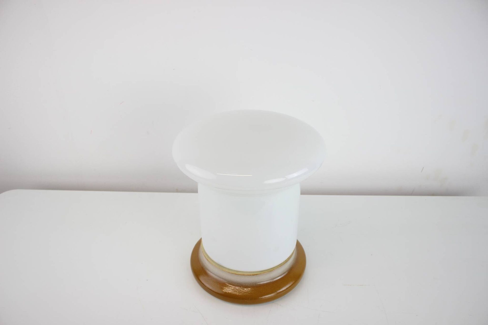 Vintage Glass and Ceramic Table Lamp Osvetlovaci Sklo Valasske Mezirici, 1970s