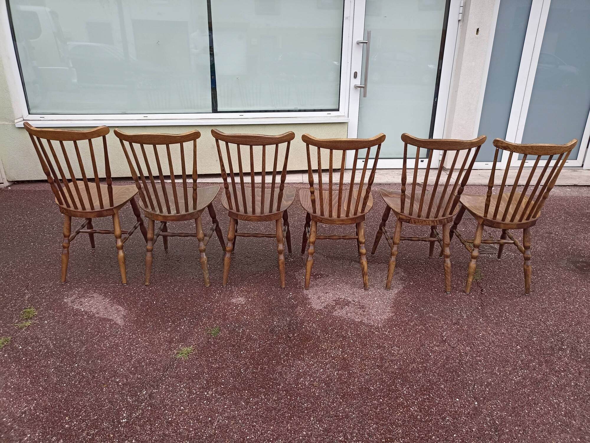Set of 6 baumann tacoma bistro chairs - wood - vintage