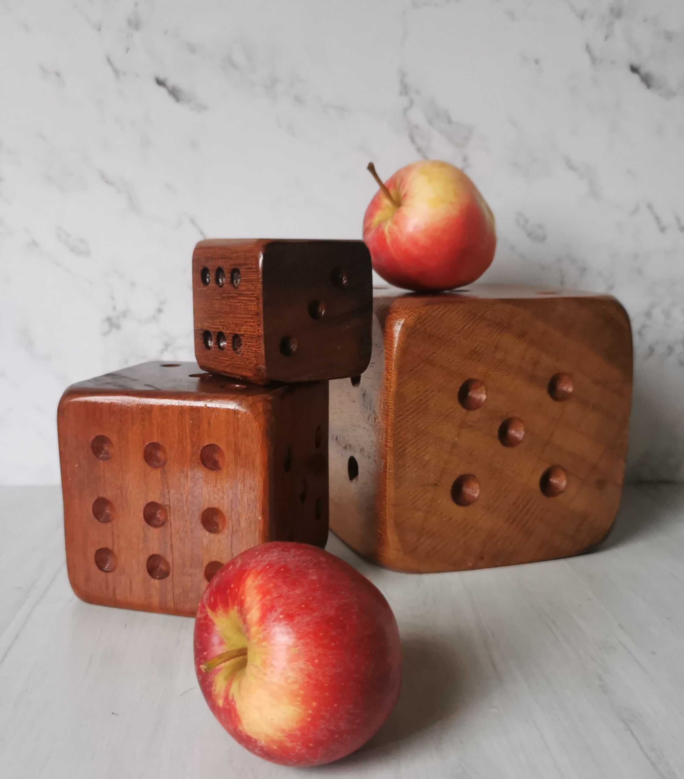 Carved wood dice