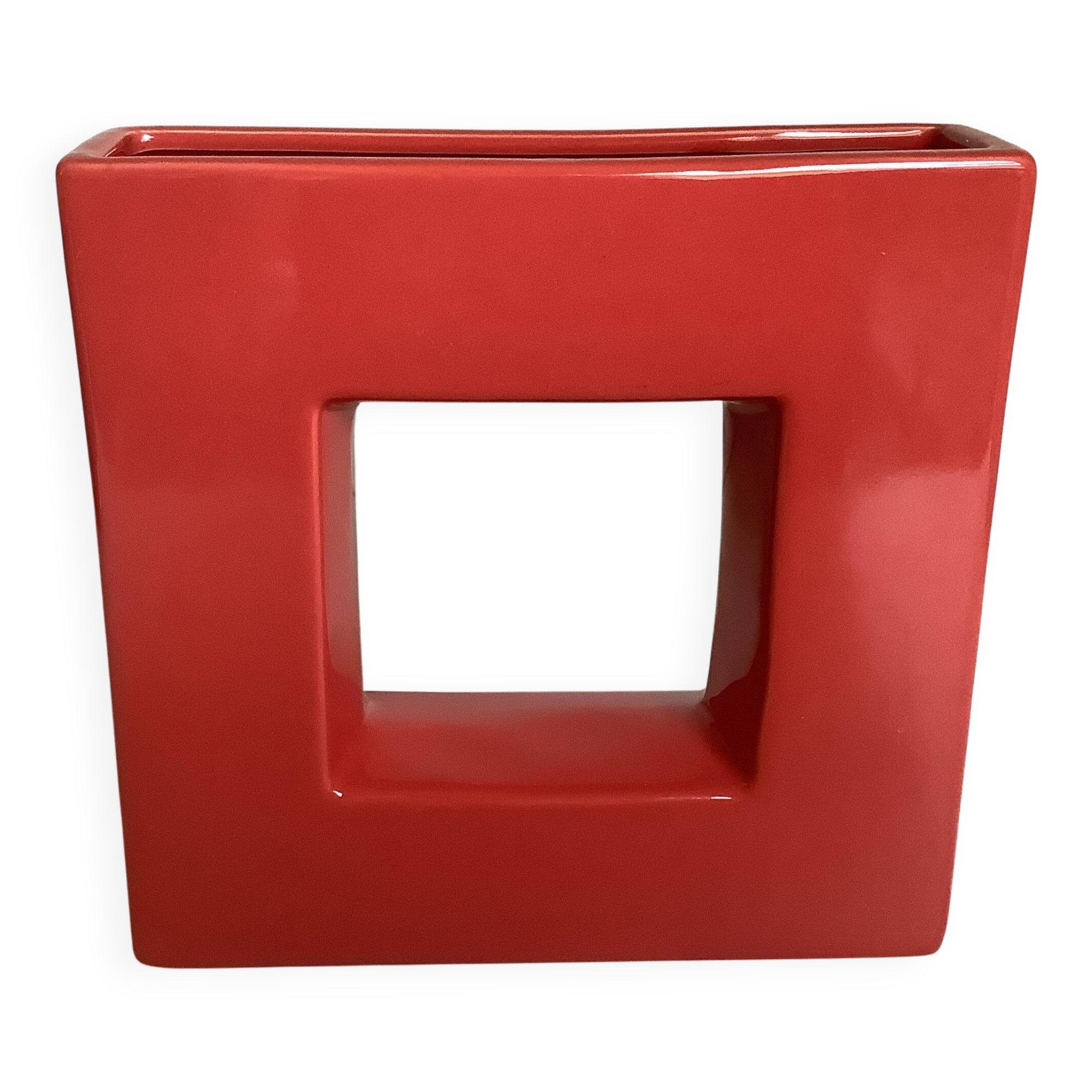 Large cubic coral vase