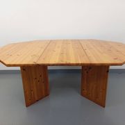 Table à manger octogonale vintage des années 80 en pin avec rallonge