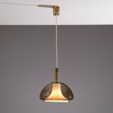Hanging lamp with smoked Murano glass and opaline inner shade