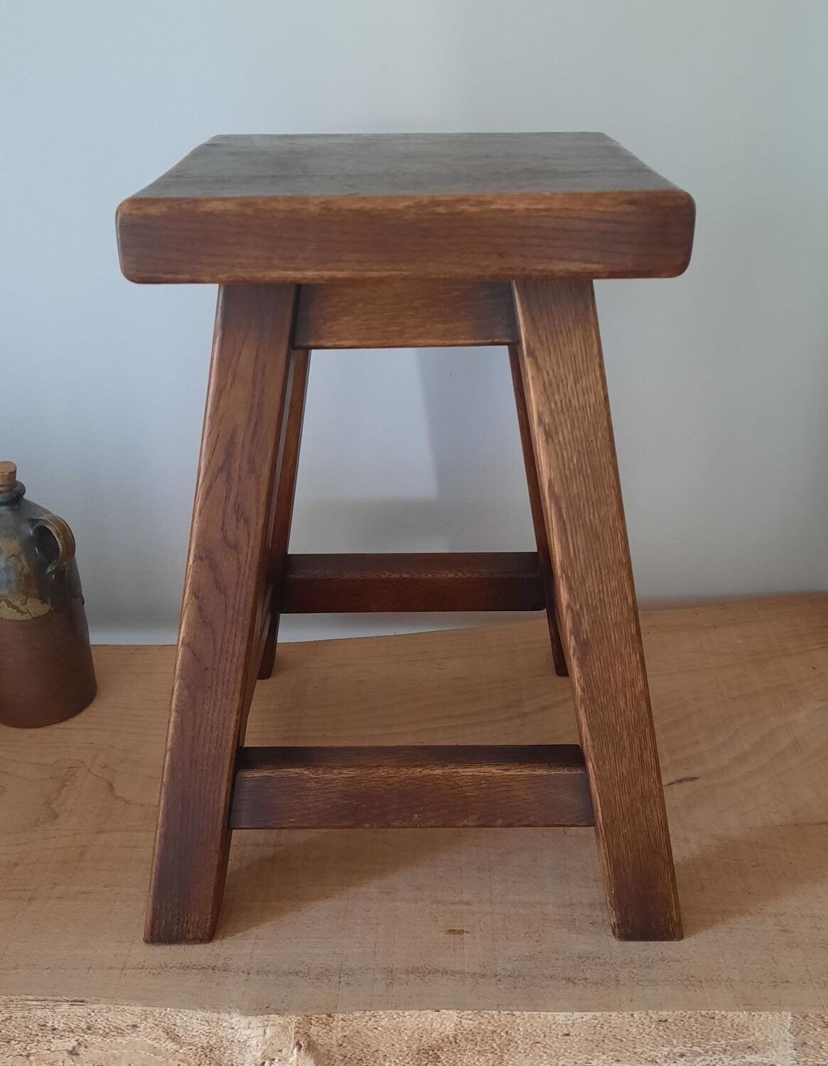 Solid oak wood stool