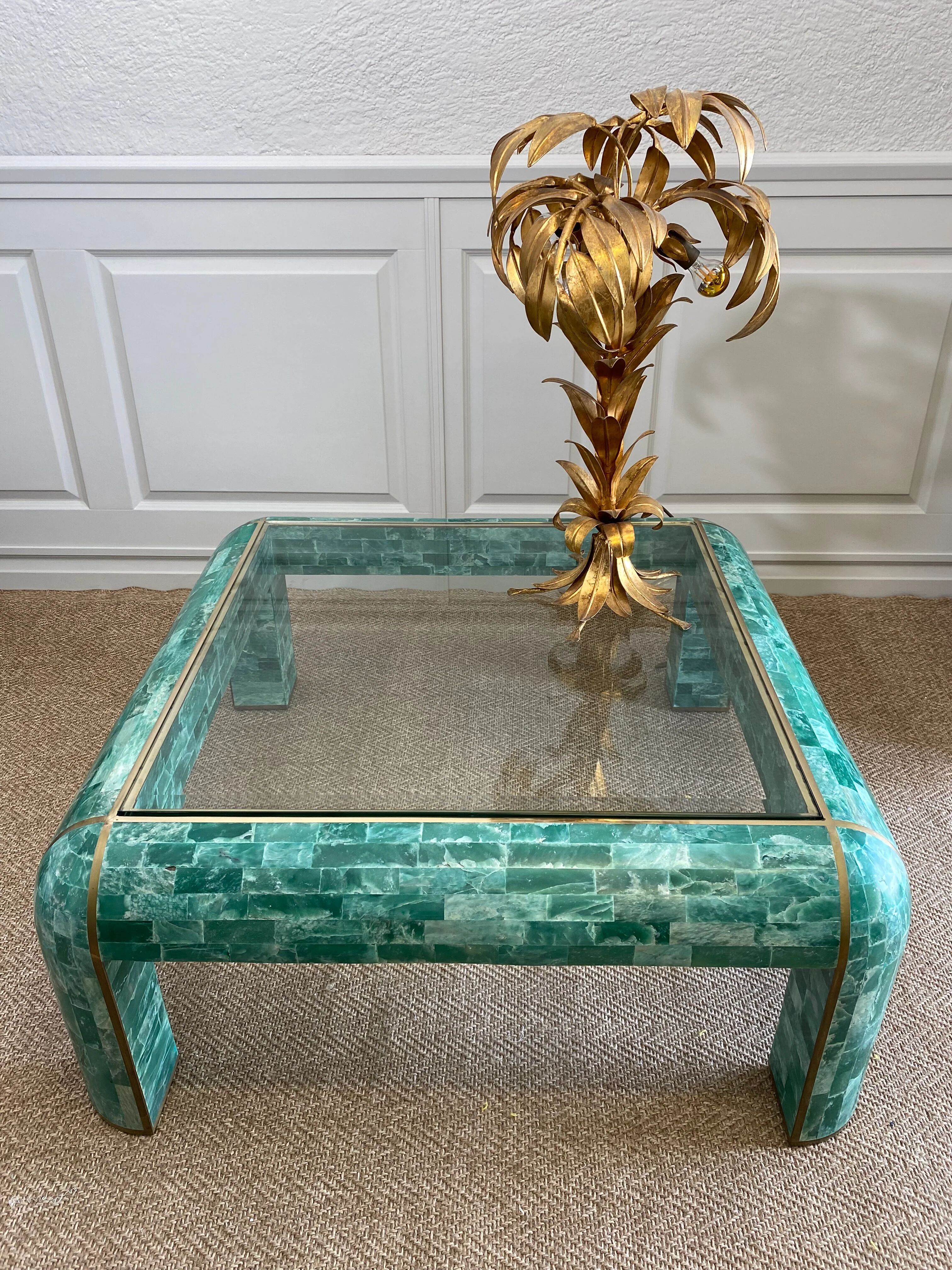 Coffee table in tessellated marble by Casa Bique 1970s Hollywood Regency (Karl Springer style)