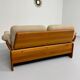 Old sofa in solid elm and vintage 80s design fabric Seltz France