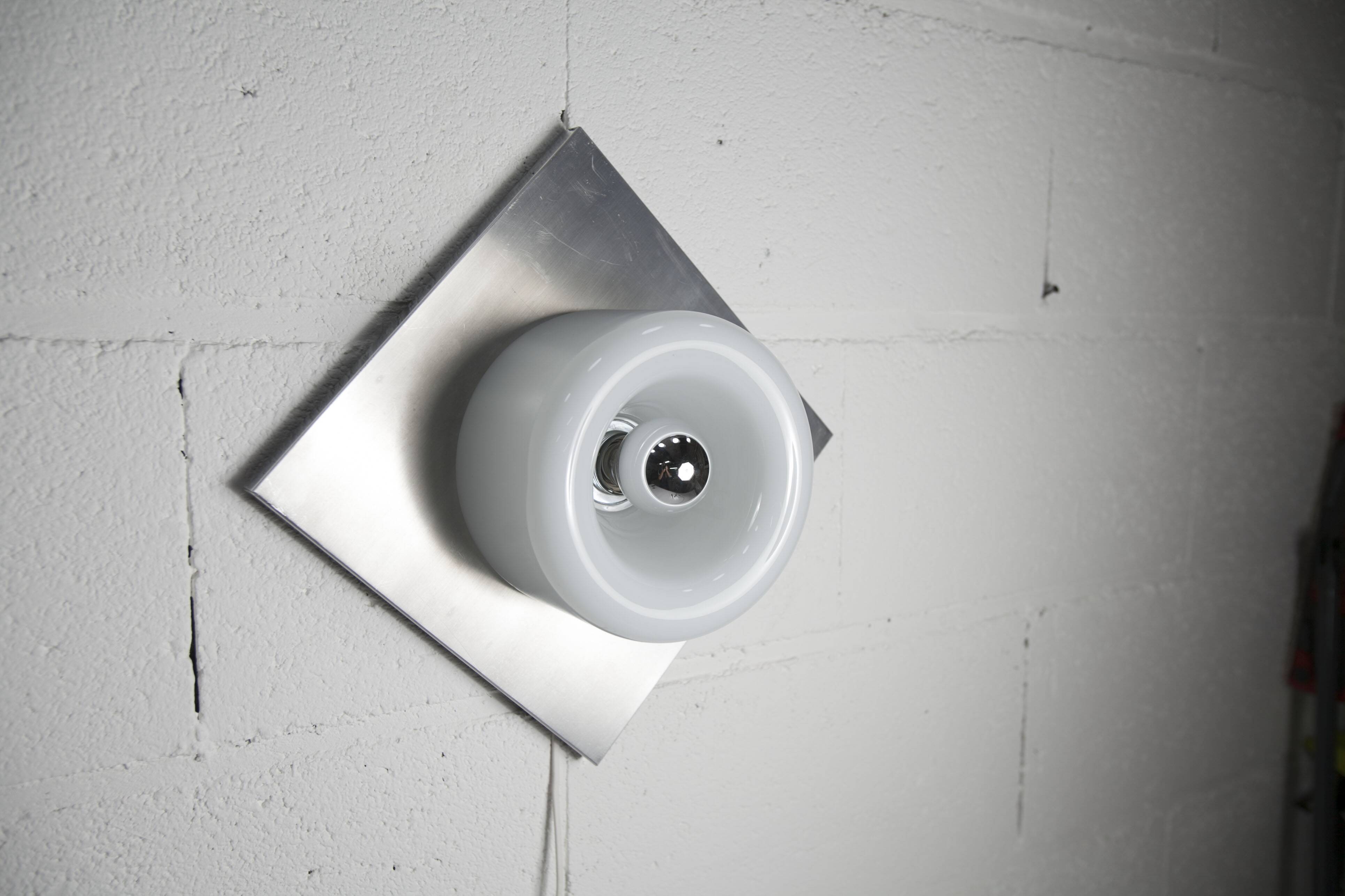 Doria Wall Light 1960 Alu Opaline + chrome LED bulb, Germany