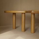 Tables basses pétales modulables en chêne massif vintage circa 1980