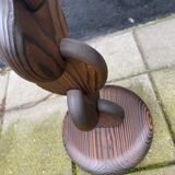 Brutalist Carved Wood Floor Lamp