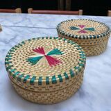Vintage woven seagrass boxes