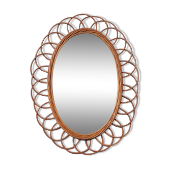 Miroir vintage, miroir soleil rotin, miroir osier, forme oval , décoration intérieur, home decor